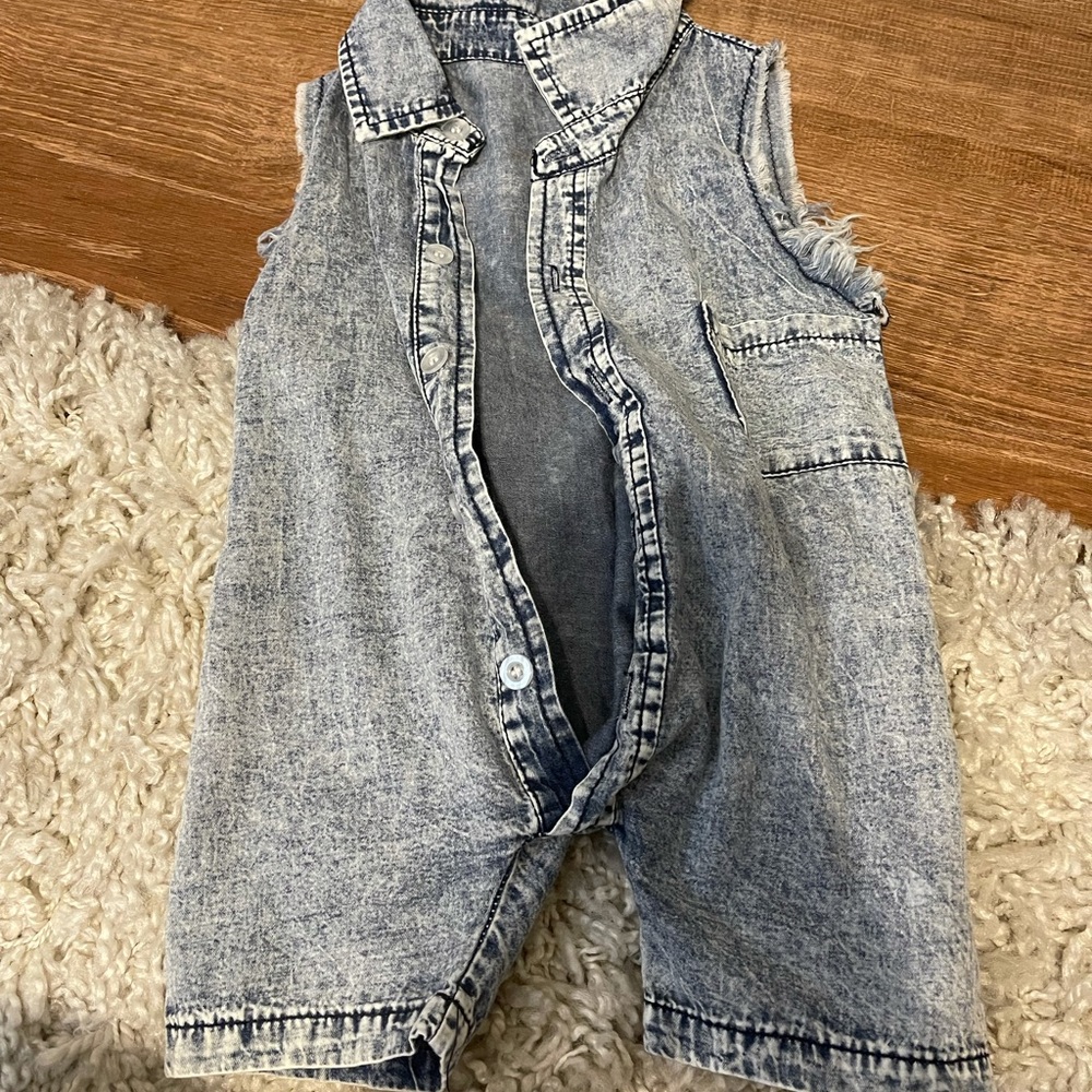 Denim Acid Wash Kiss Romper